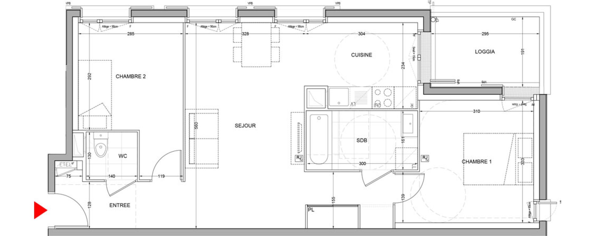 Appartement T3 de 61,25 m2 &agrave; Br&eacute;tigny-Sur-Orge Carouge joncs marins