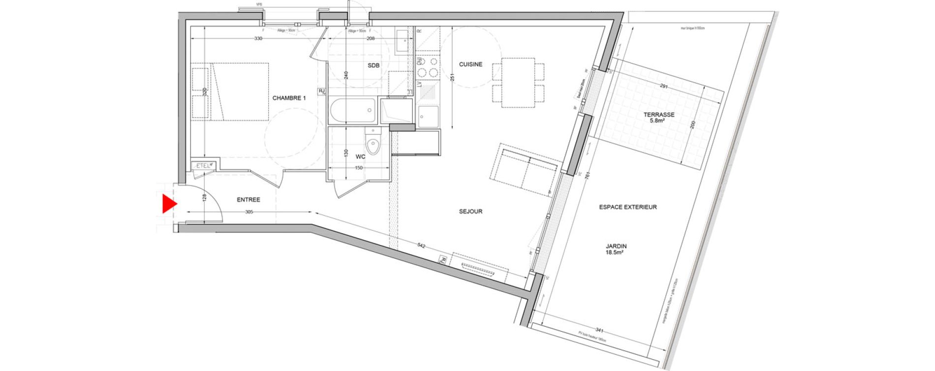 Appartement T2 de 48,24 m2 &agrave; Br&eacute;tigny-Sur-Orge Carouge joncs marins