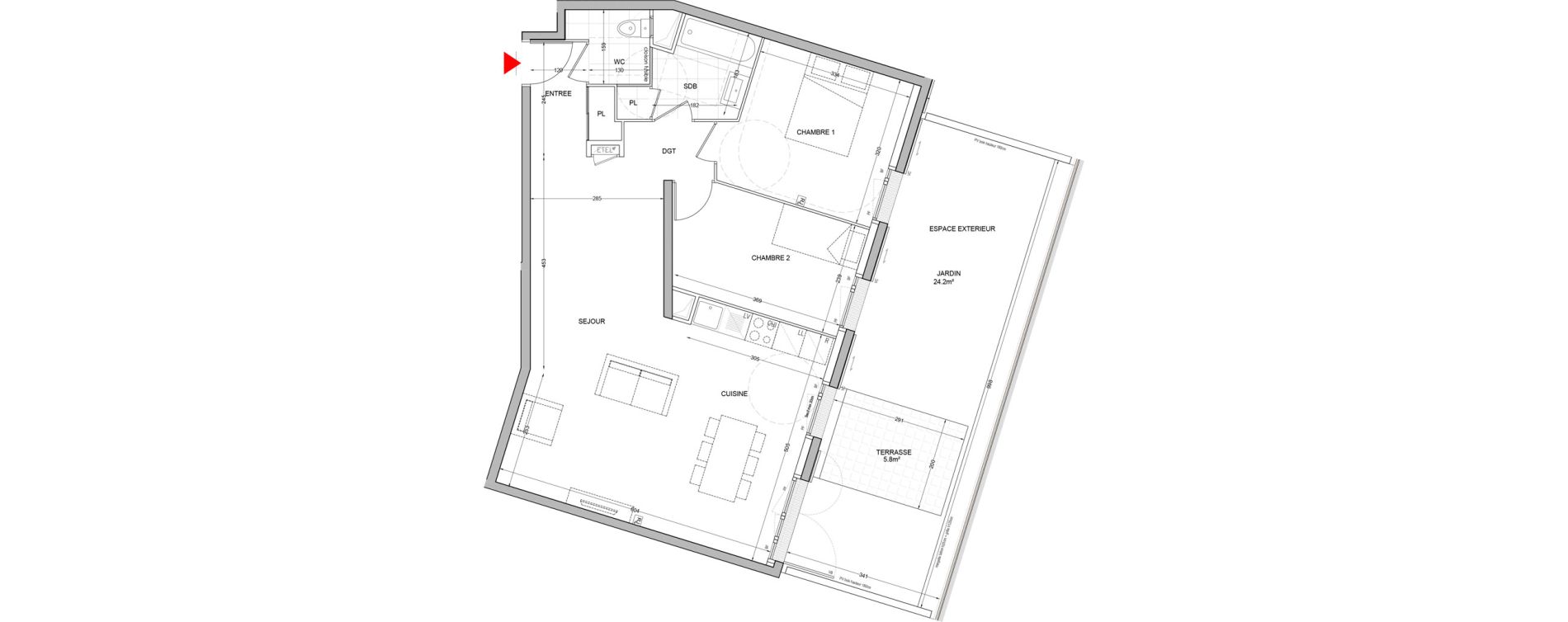 Appartement T3 de 70,74 m2 &agrave; Br&eacute;tigny-Sur-Orge Carouge joncs marins