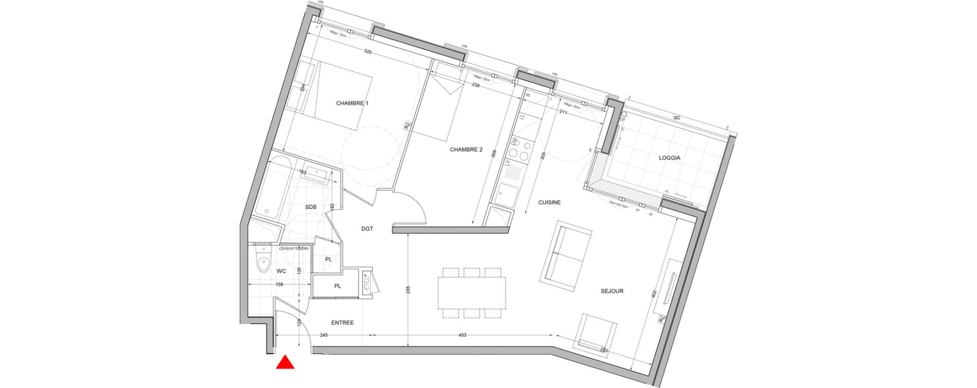 Appartement T3 de 64,93 m2 &agrave; Br&eacute;tigny-Sur-Orge Carouge joncs marins