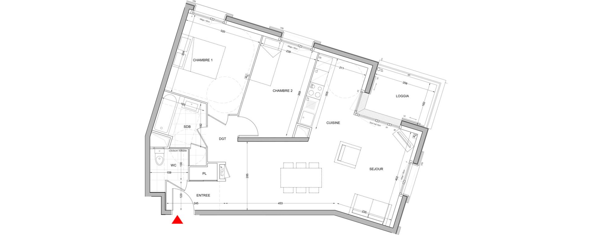 Appartement T3 de 64,20 m2 &agrave; Br&eacute;tigny-Sur-Orge Carouge joncs marins