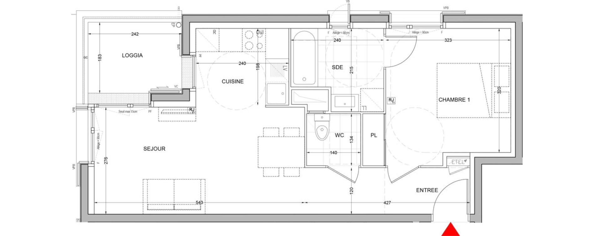 Appartement T2 de 42,91 m2 &agrave; Br&eacute;tigny-Sur-Orge Carouge joncs marins