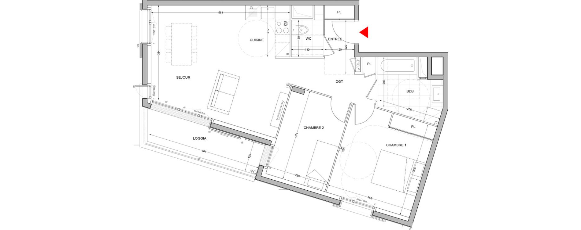 Appartement T3 de 63,82 m2 &agrave; Br&eacute;tigny-Sur-Orge Carouge joncs marins