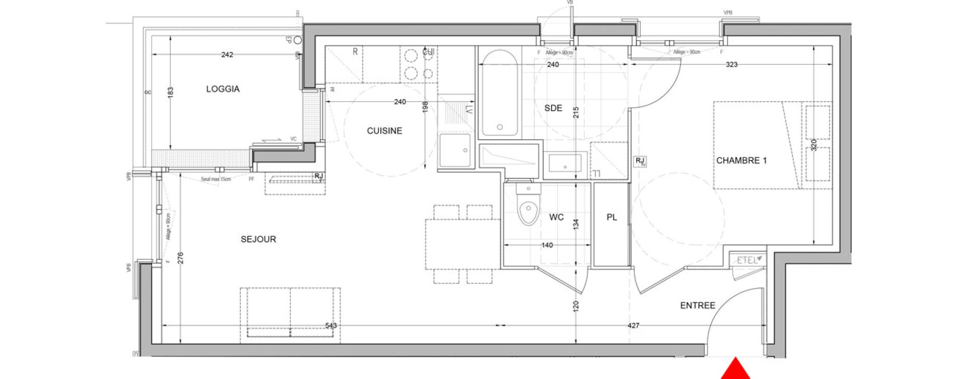 Appartement T2 de 42,91 m2 &agrave; Br&eacute;tigny-Sur-Orge Carouge joncs marins