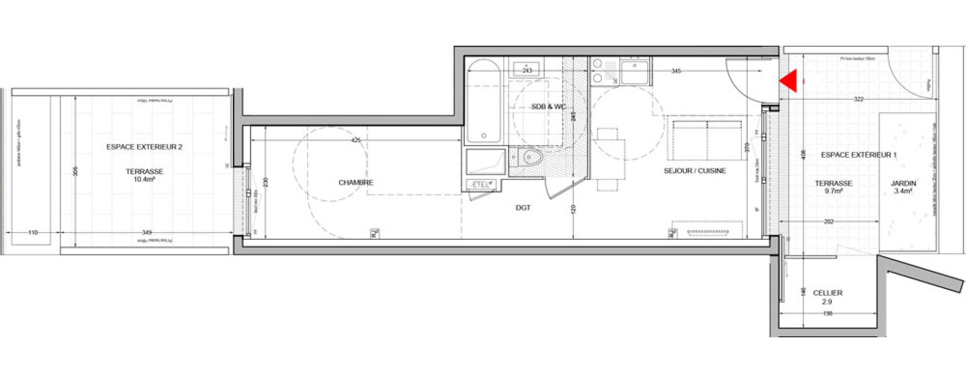 Appartement T1 de 30,93 m2 &agrave; Br&eacute;tigny-Sur-Orge Carouge joncs marins