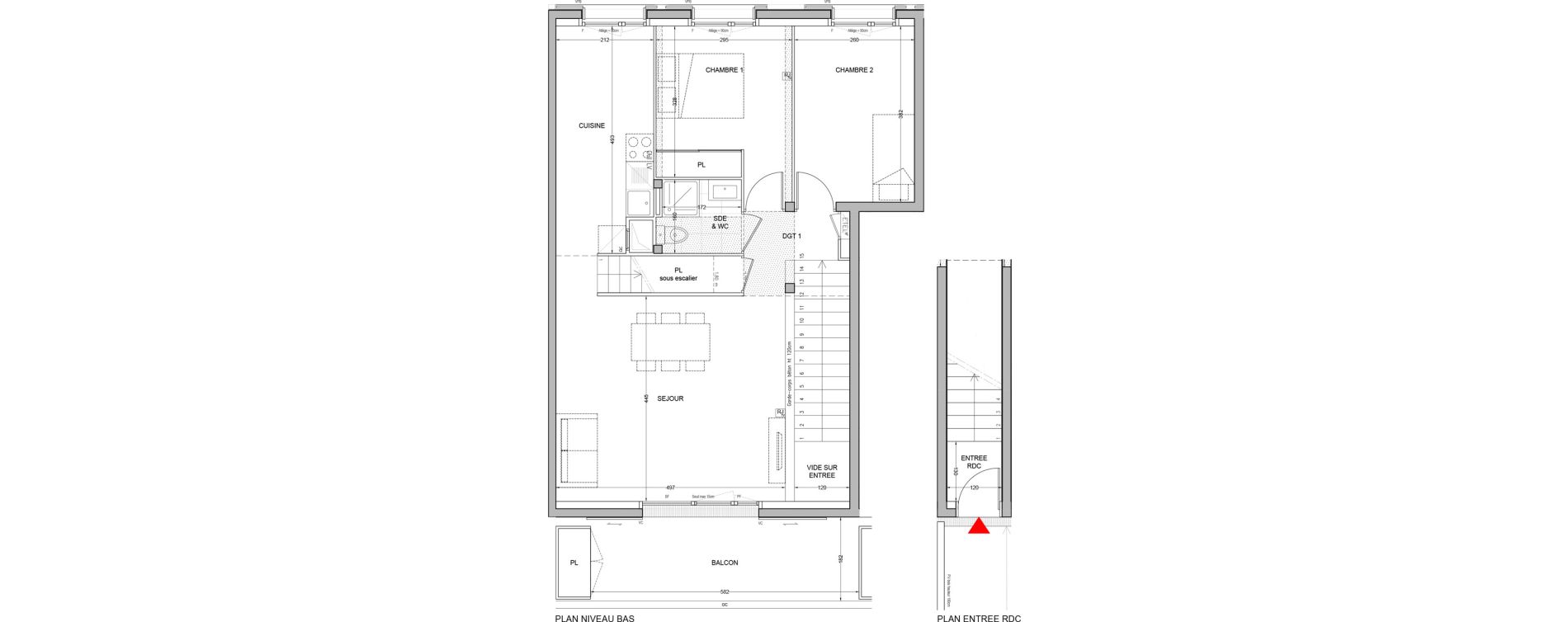 Duplex T5 de 97,47 m2 &agrave; Br&eacute;tigny-Sur-Orge Carouge joncs marins