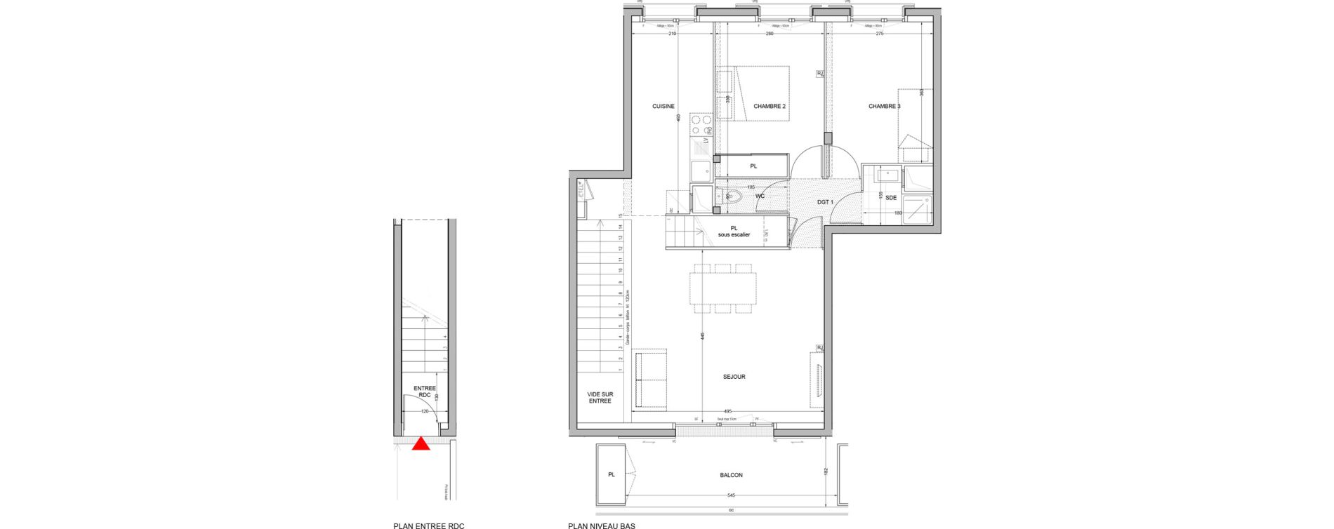 Duplex T5 de 101,18 m2 &agrave; Br&eacute;tigny-Sur-Orge Carouge joncs marins