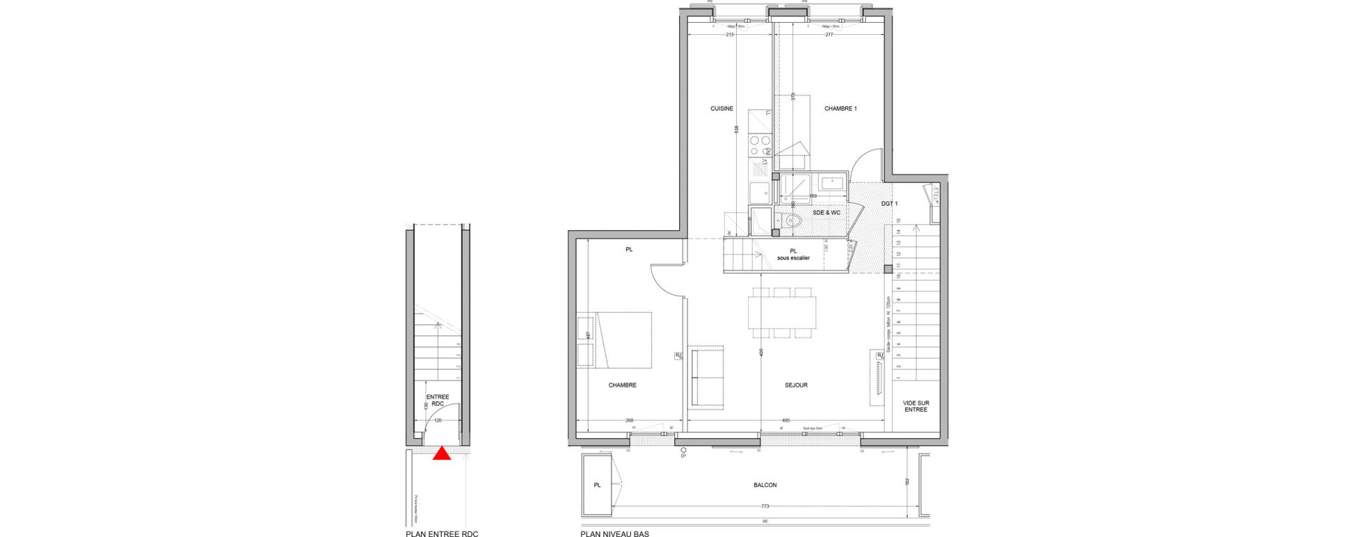 Duplex T5 de 91,48 m2 &agrave; Br&eacute;tigny-Sur-Orge Carouge joncs marins