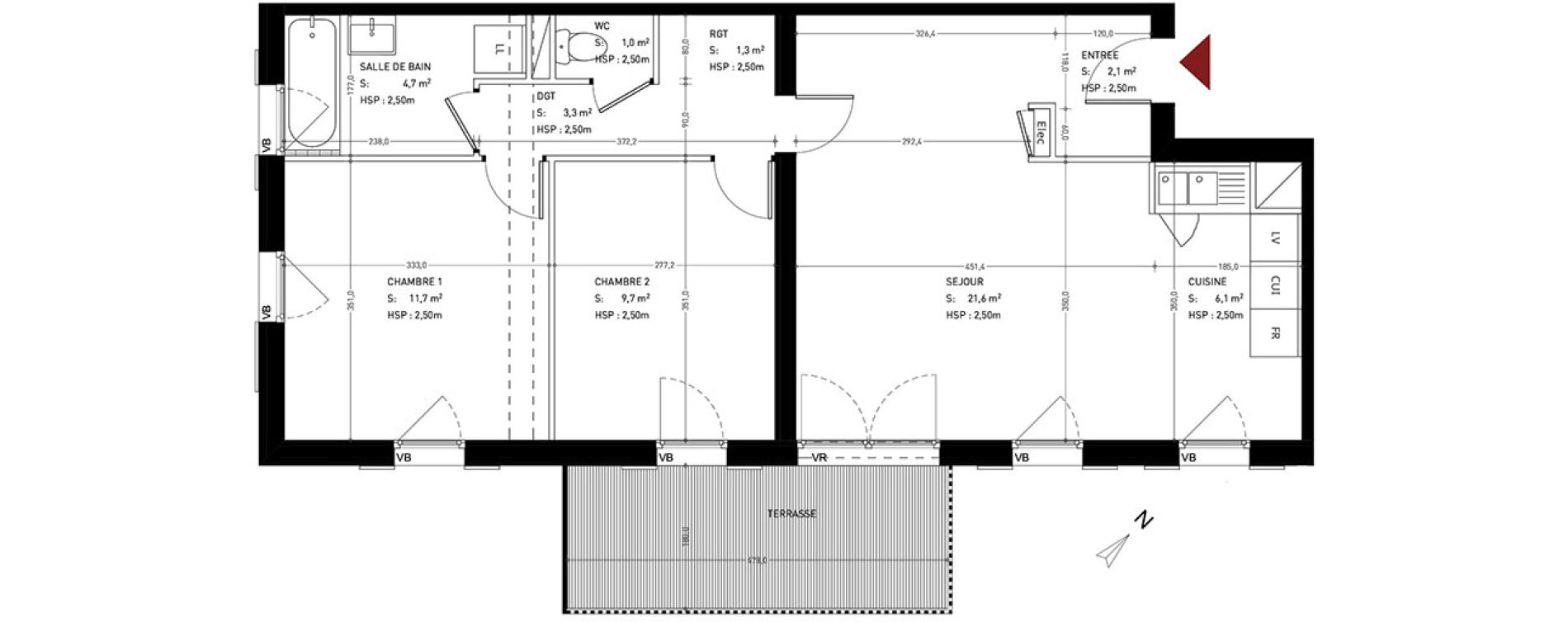 Appartement T3 de 61,50 m2 &agrave; Br&eacute;tigny-Sur-Orge Clause-bois badeau