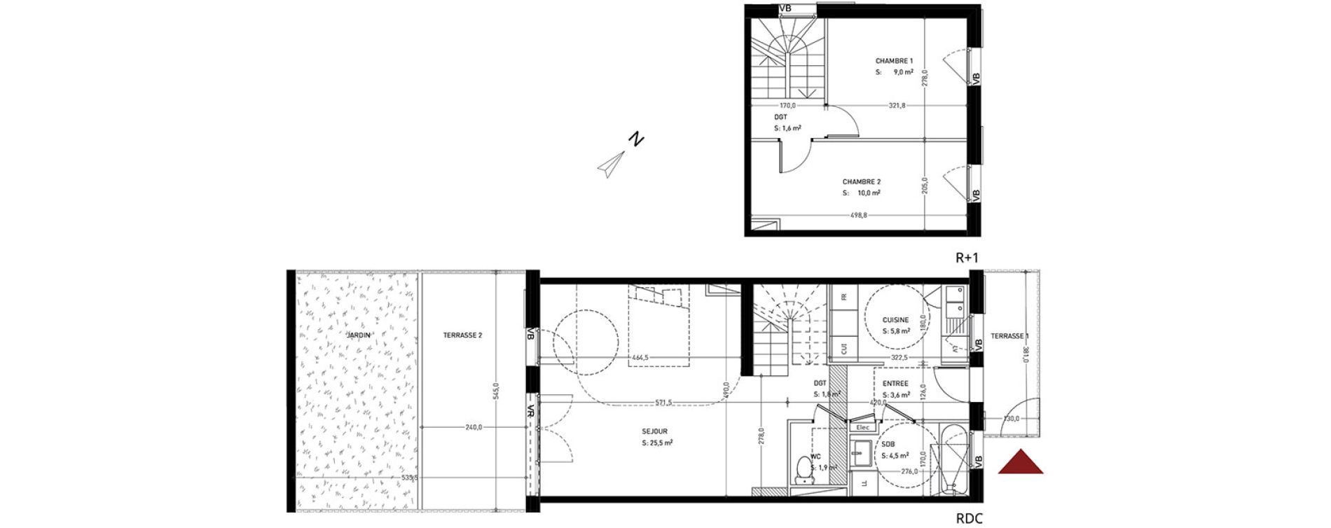 Duplex T3 de 63,65 m2 &agrave; Br&eacute;tigny-Sur-Orge Clause-bois badeau
