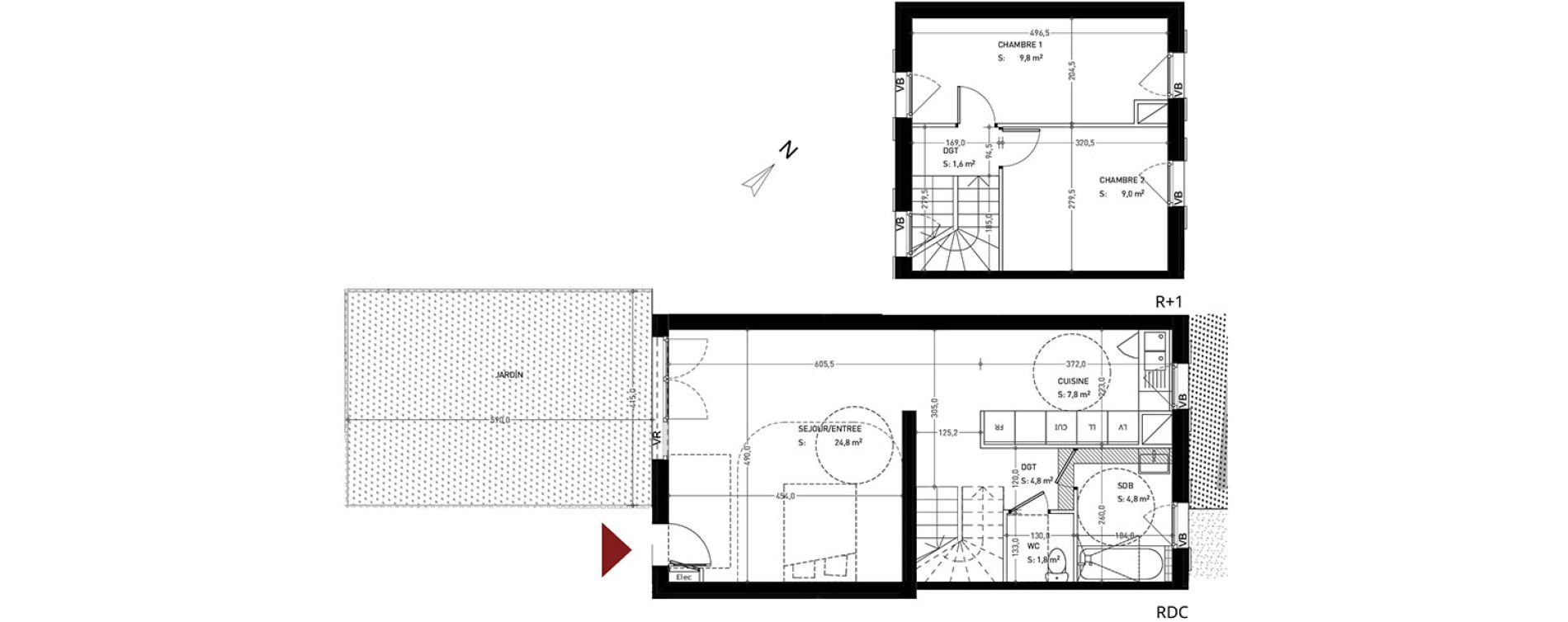 Duplex T3 de 64,35 m2 &agrave; Br&eacute;tigny-Sur-Orge Clause-bois badeau