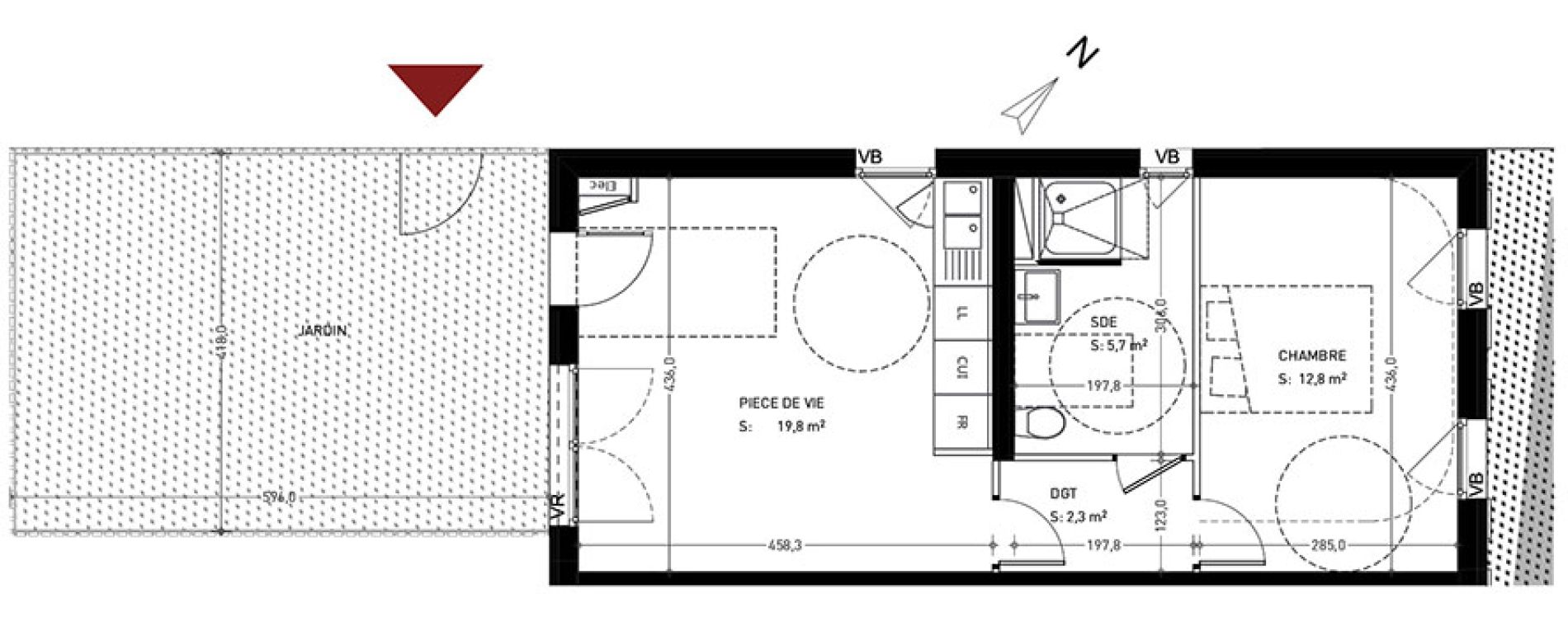 Appartement T2 de 40,65 m2 &agrave; Br&eacute;tigny-Sur-Orge Clause-bois badeau