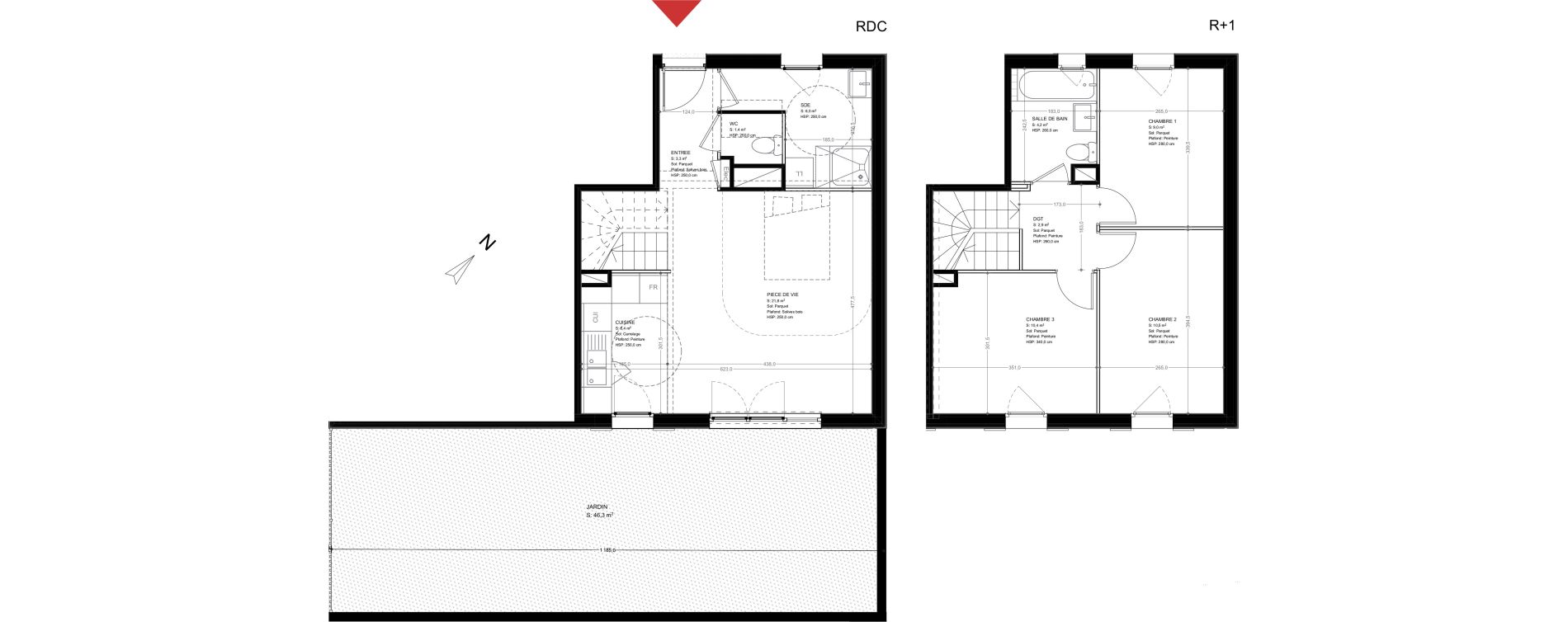 Duplex T4 de 74,90 m2 &agrave; Br&eacute;tigny-Sur-Orge Clause-bois badeau