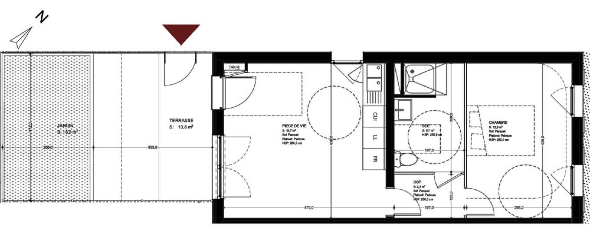 Appartement T2 de 40,70 m2 &agrave; Br&eacute;tigny-Sur-Orge Clause-bois badeau