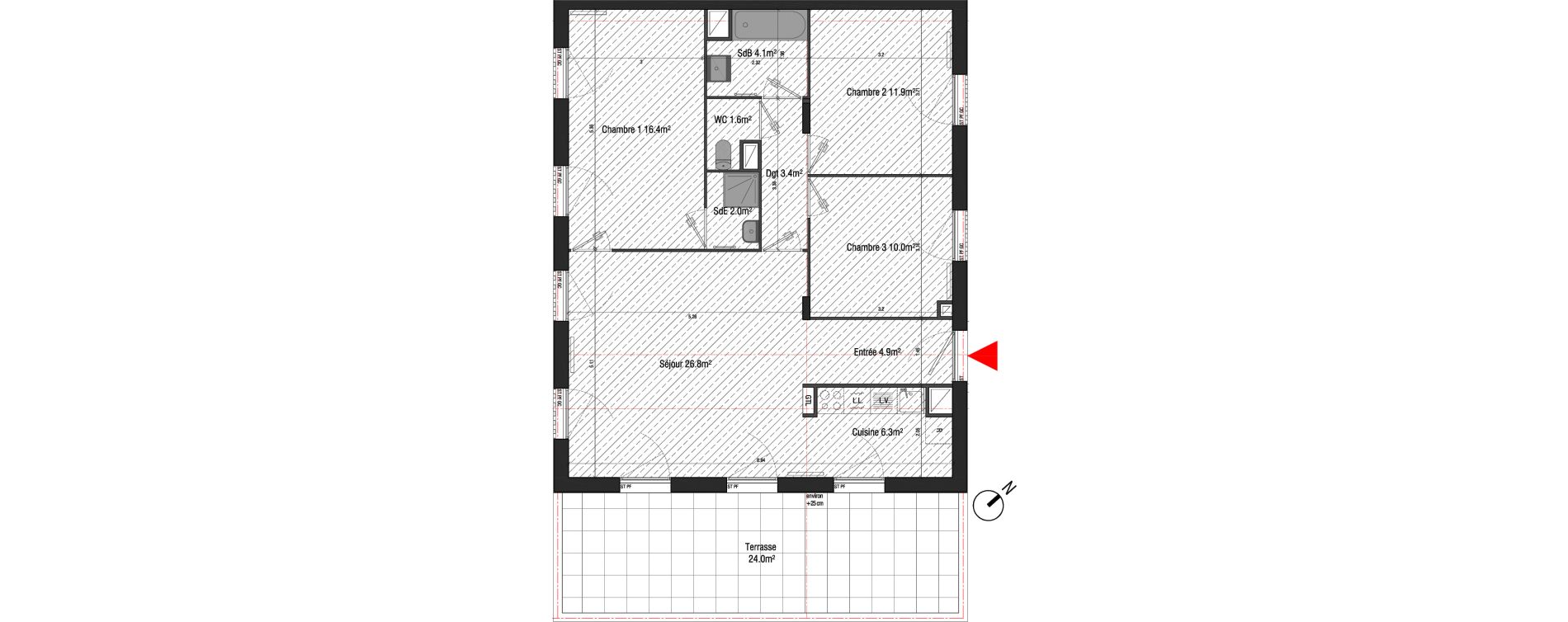 Appartement T4 de 87,40 m2 &agrave; Br&eacute;tigny-Sur-Orge Clause bois-badeau