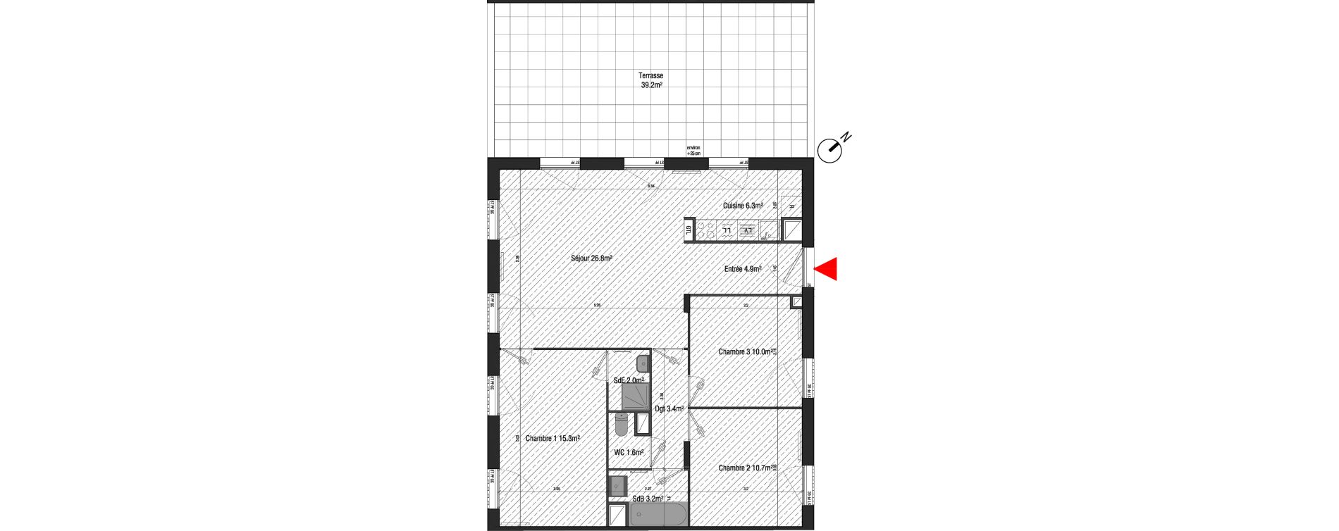 Appartement T4 de 84,20 m2 &agrave; Br&eacute;tigny-Sur-Orge Clause bois-badeau