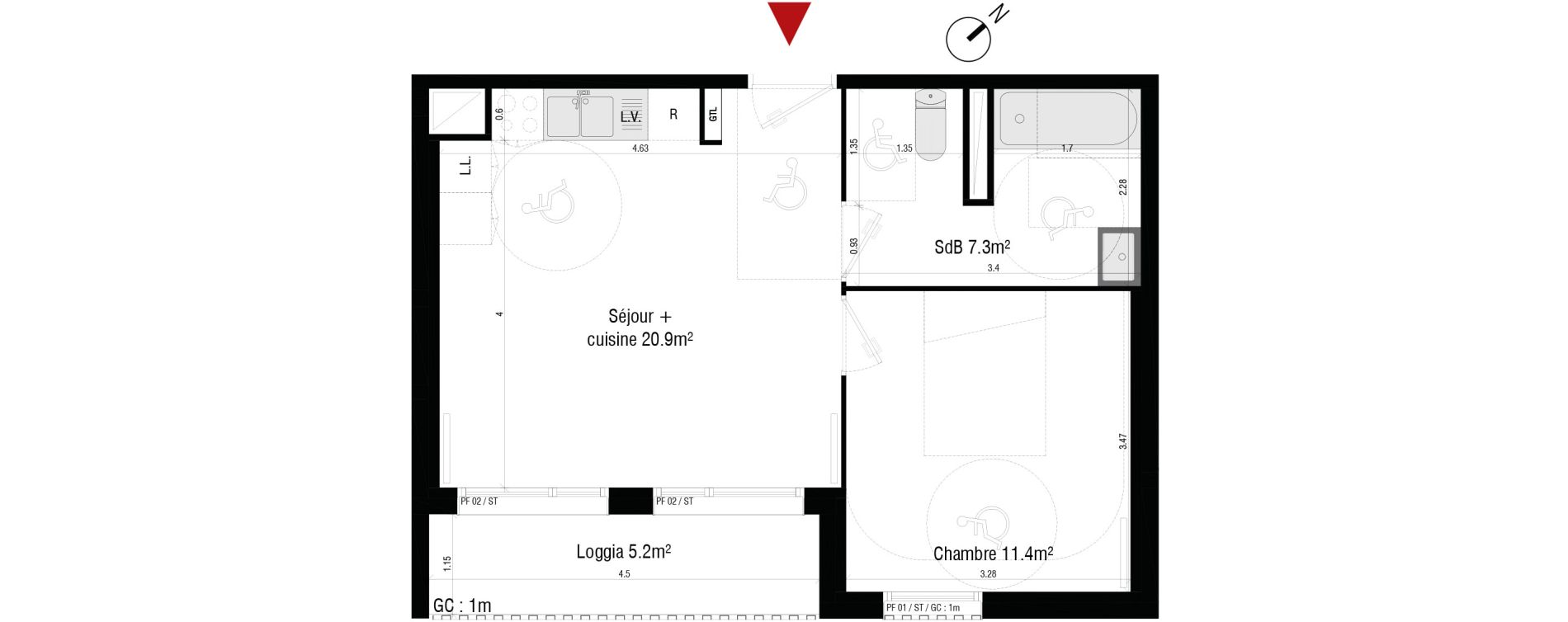 Appartement T2 de 39,60 m2 &agrave; Br&eacute;tigny-Sur-Orge Centre