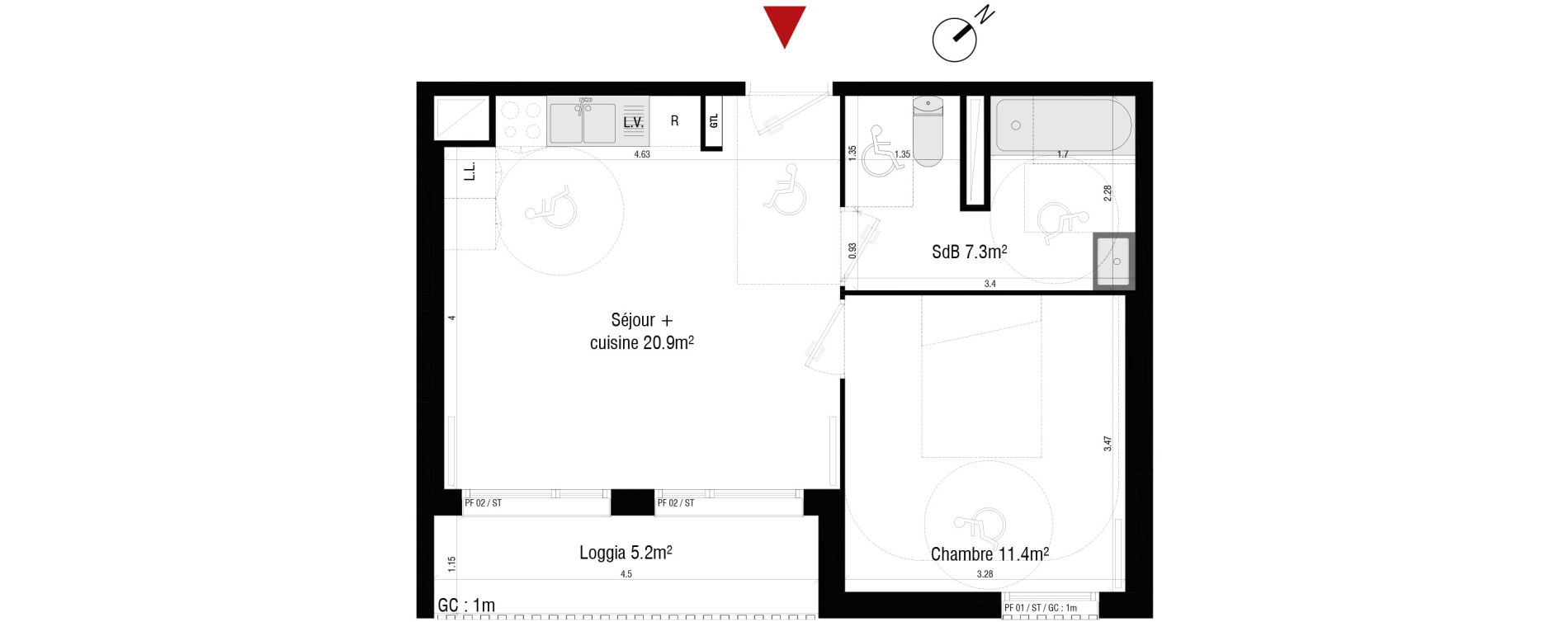Appartement T2 de 39,60 m2 &agrave; Br&eacute;tigny-Sur-Orge Centre