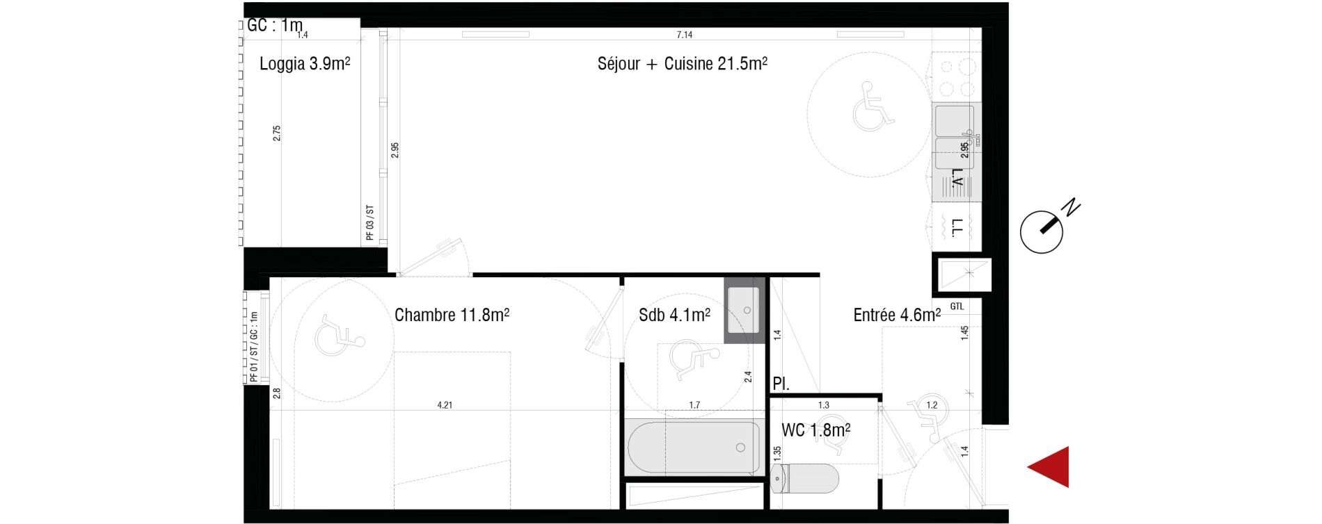 Appartement T2 de 43,80 m2 &agrave; Br&eacute;tigny-Sur-Orge Centre