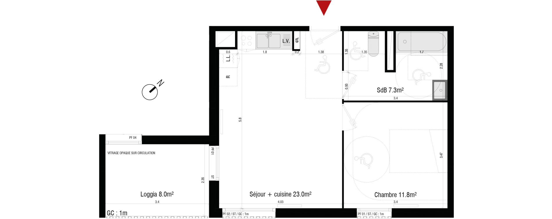 Appartement T2 de 42,10 m2 &agrave; Br&eacute;tigny-Sur-Orge Centre
