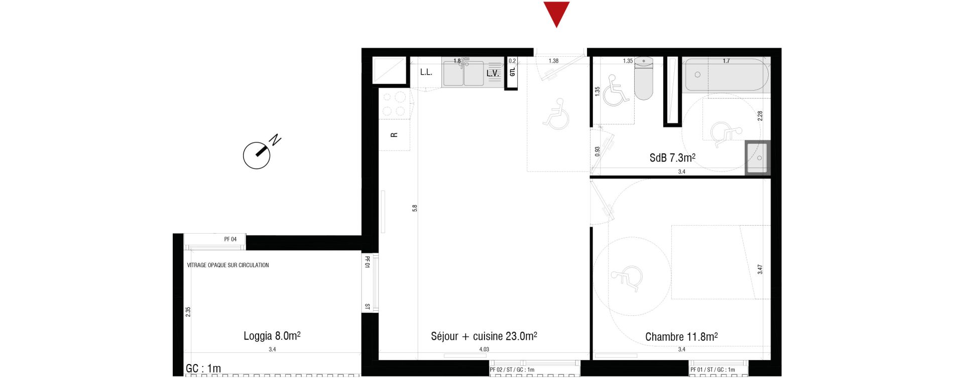 Appartement T2 de 42,10 m2 &agrave; Br&eacute;tigny-Sur-Orge Centre