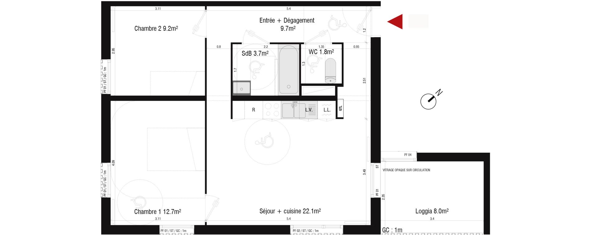 Appartement T3 de 59,20 m2 &agrave; Br&eacute;tigny-Sur-Orge Centre