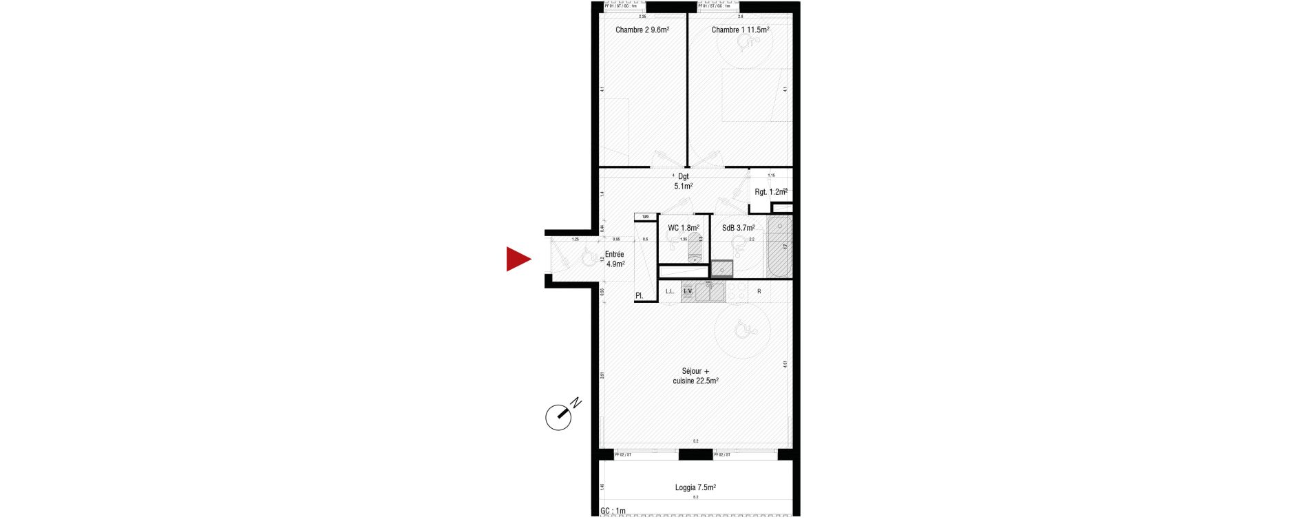 Appartement T3 de 60,30 m2 &agrave; Br&eacute;tigny-Sur-Orge Centre