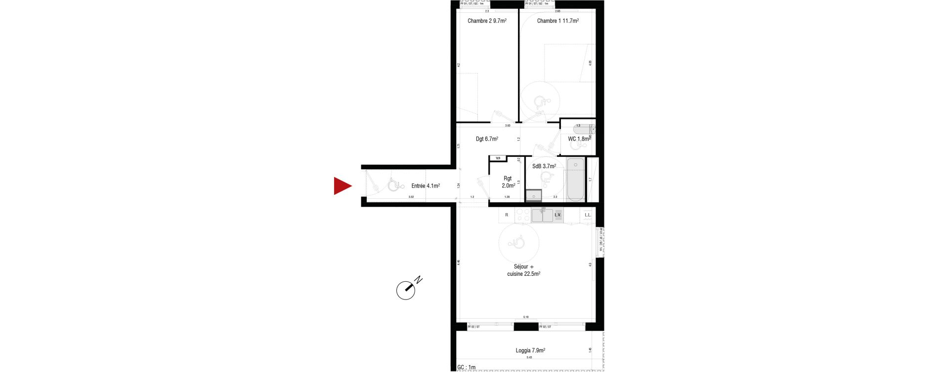 Appartement T3 de 62,20 m2 &agrave; Br&eacute;tigny-Sur-Orge Centre