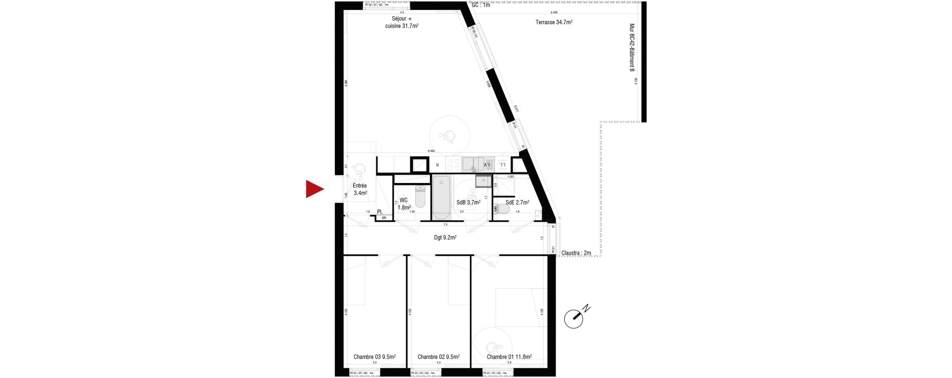 Appartement T4 de 83,10 m2 &agrave; Br&eacute;tigny-Sur-Orge Centre