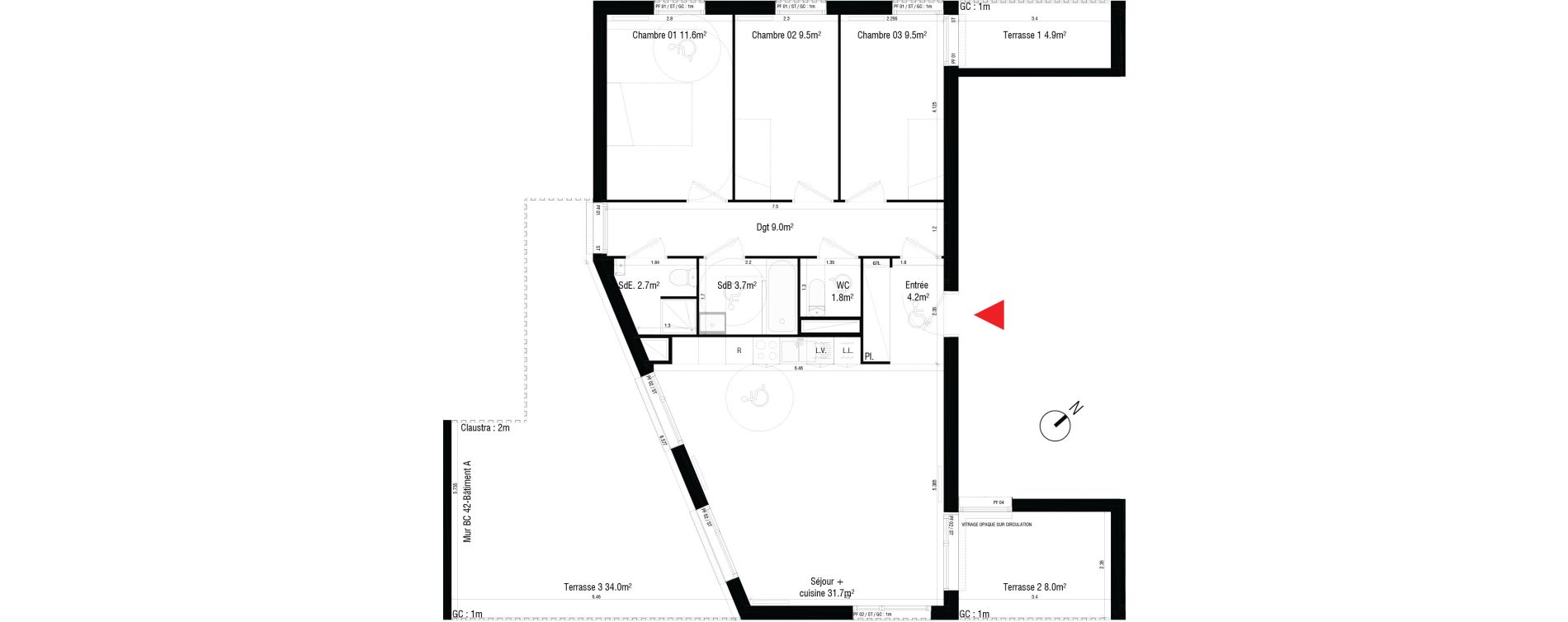 Appartement T4 de 83,70 m2 &agrave; Br&eacute;tigny-Sur-Orge Centre