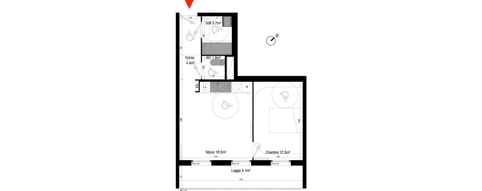 Appartement T2 de 41,00 m2 &agrave; Br&eacute;tigny-Sur-Orge Clause-bois badeau
