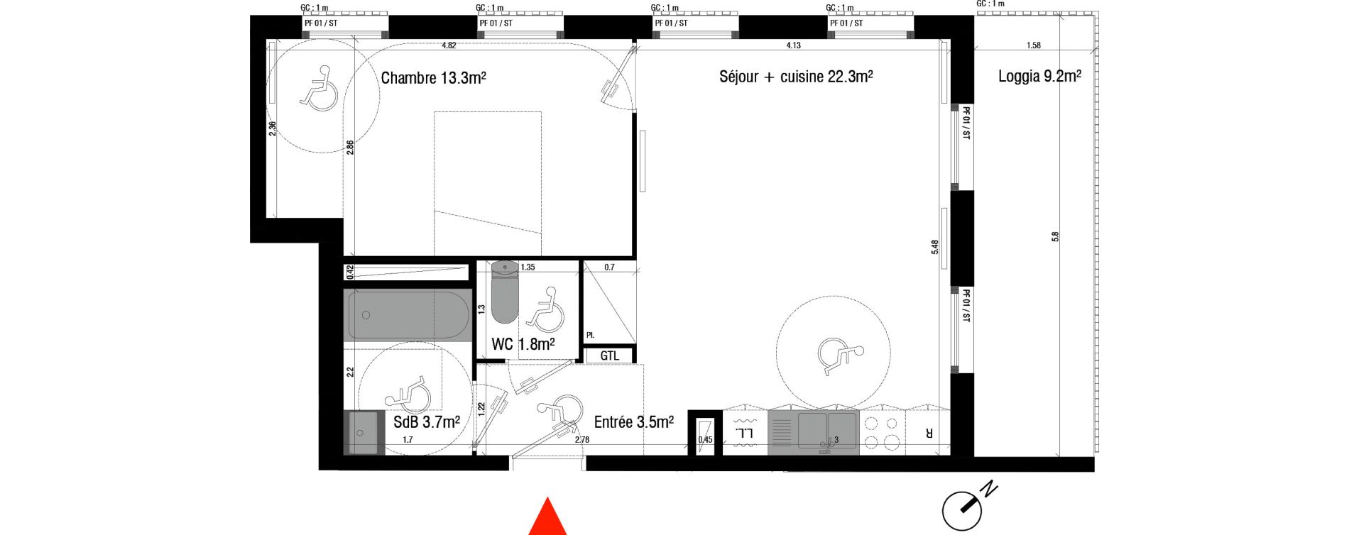 Appartement T2 de 44,50 m2 &agrave; Br&eacute;tigny-Sur-Orge Clause-bois badeau