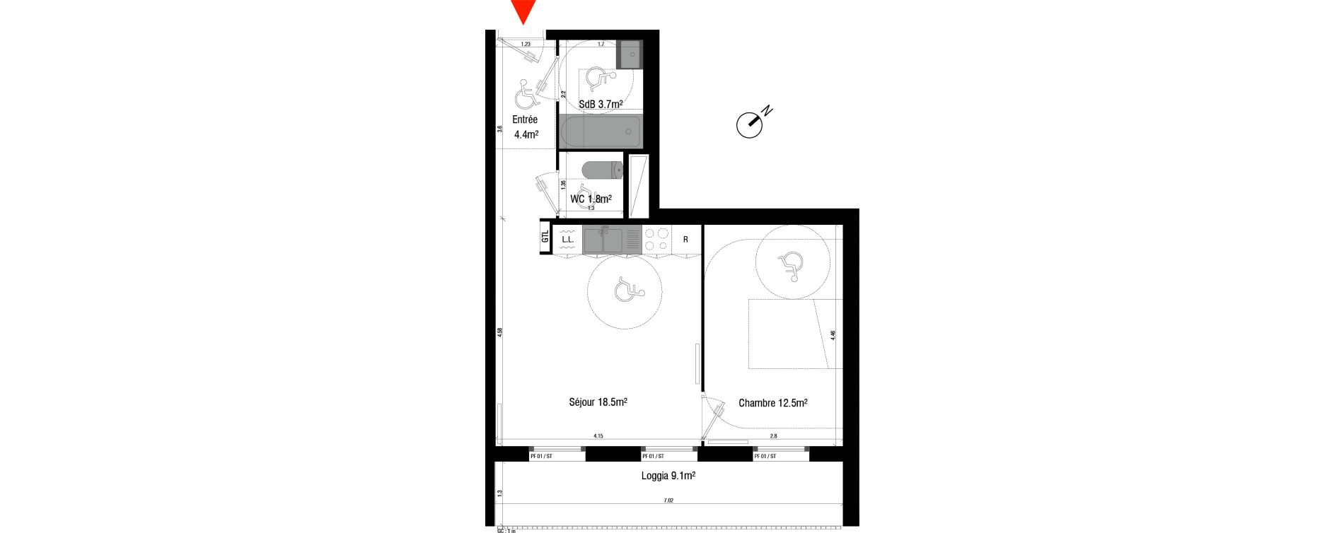 Appartement T2 de 40,90 m2 &agrave; Br&eacute;tigny-Sur-Orge Clause-bois badeau