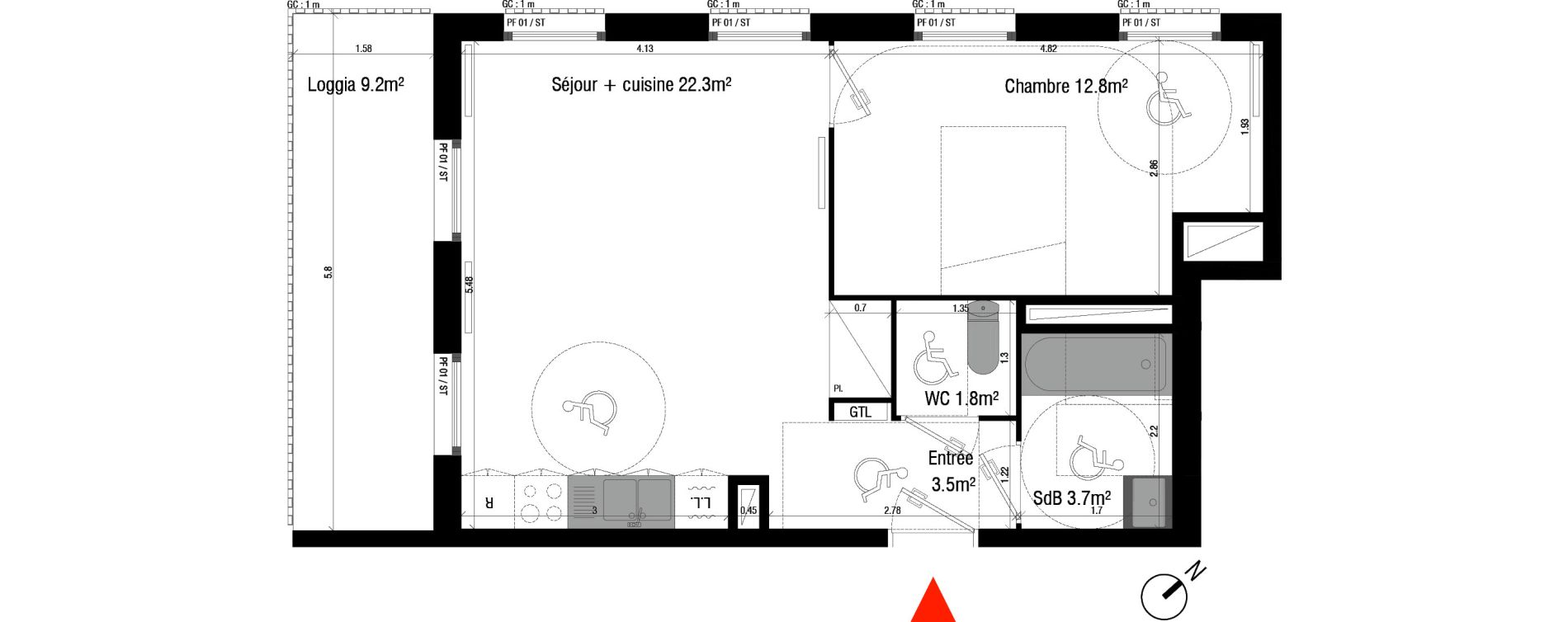 Appartement T2 de 44,10 m2 &agrave; Br&eacute;tigny-Sur-Orge Clause-bois badeau