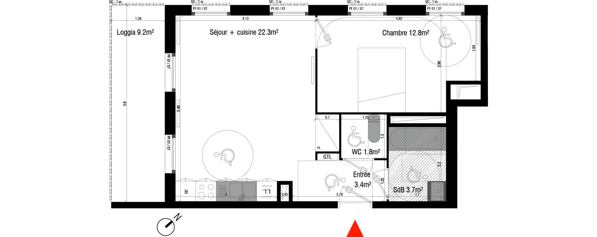 Appartement T2 de 44,00 m2 &agrave; Br&eacute;tigny-Sur-Orge Clause-bois badeau