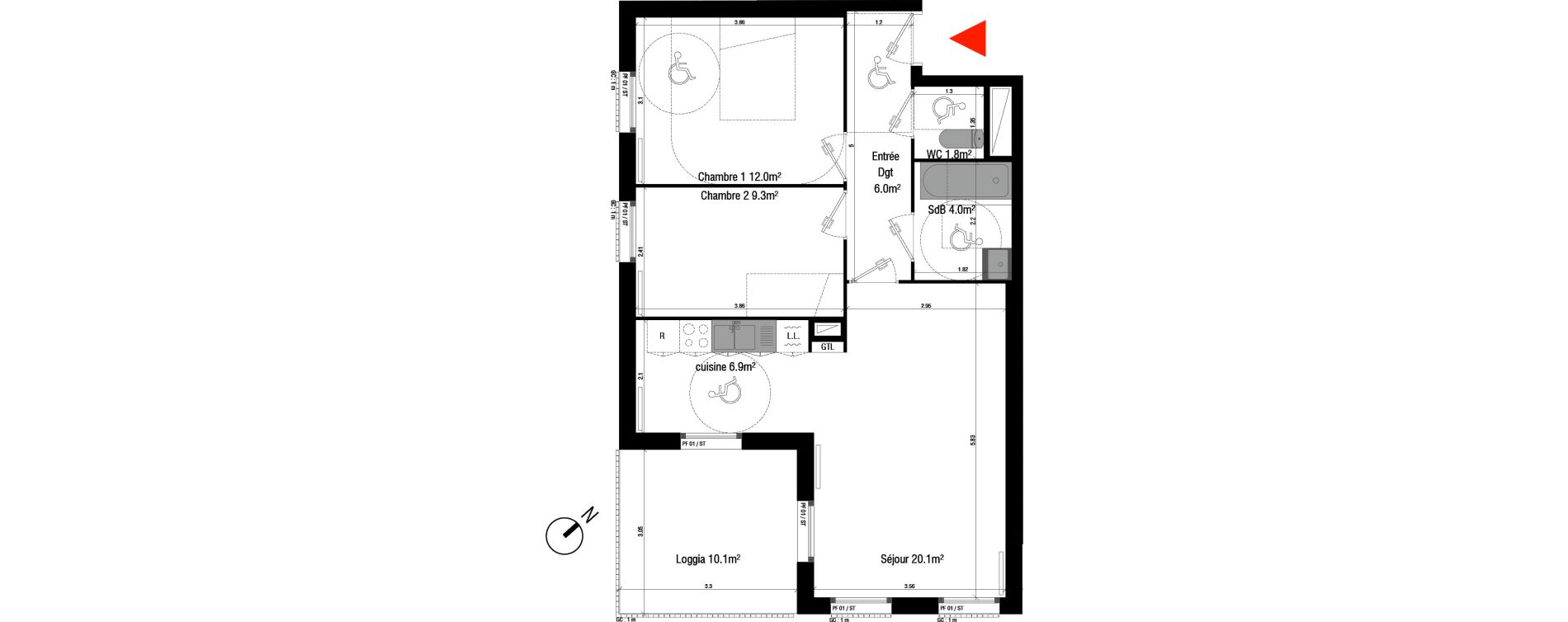Appartement T3 de 60,10 m2 &agrave; Br&eacute;tigny-Sur-Orge Clause-bois badeau