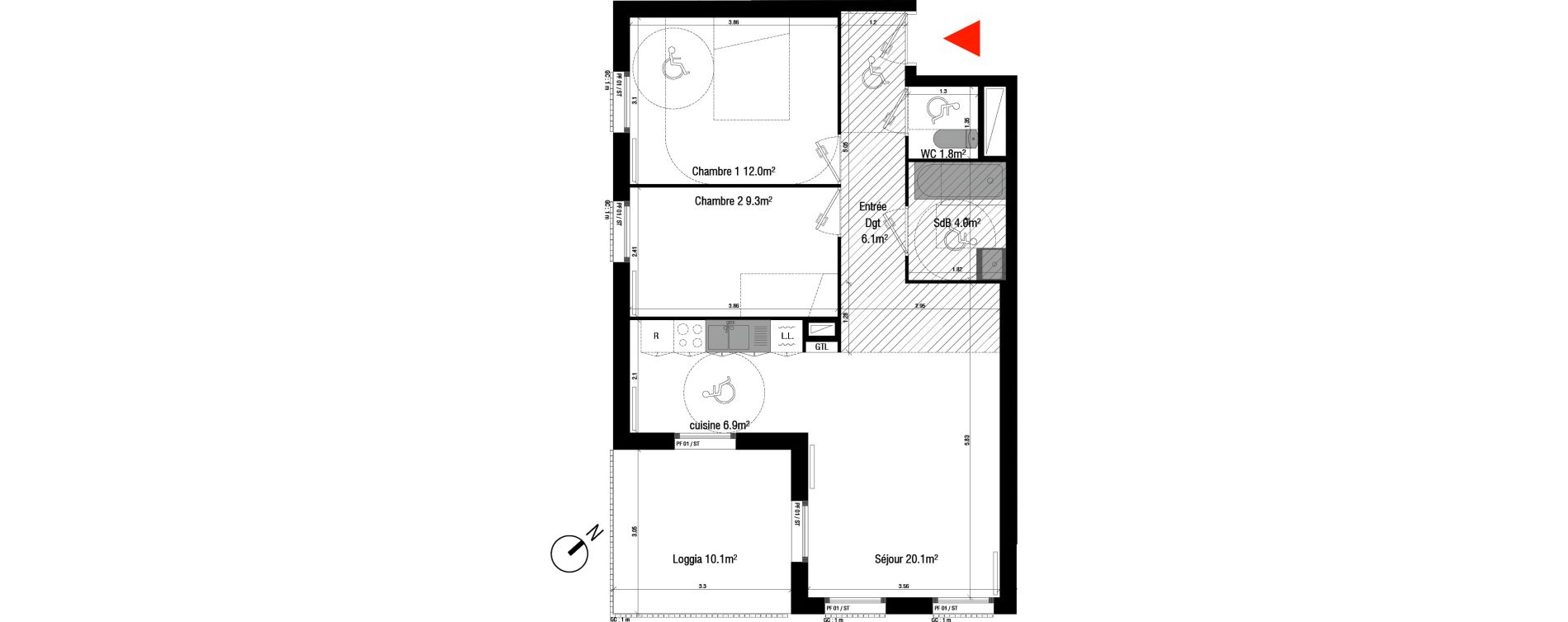 Appartement T3 de 60,20 m2 &agrave; Br&eacute;tigny-Sur-Orge Clause-bois badeau