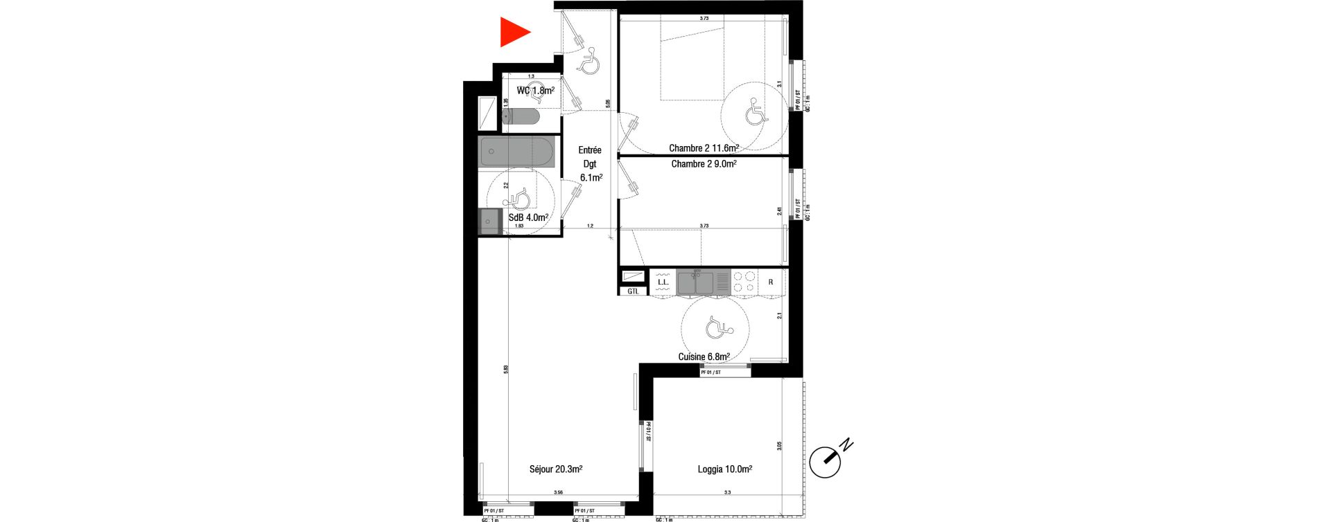Appartement T3 de 59,60 m2 &agrave; Br&eacute;tigny-Sur-Orge Clause-bois badeau