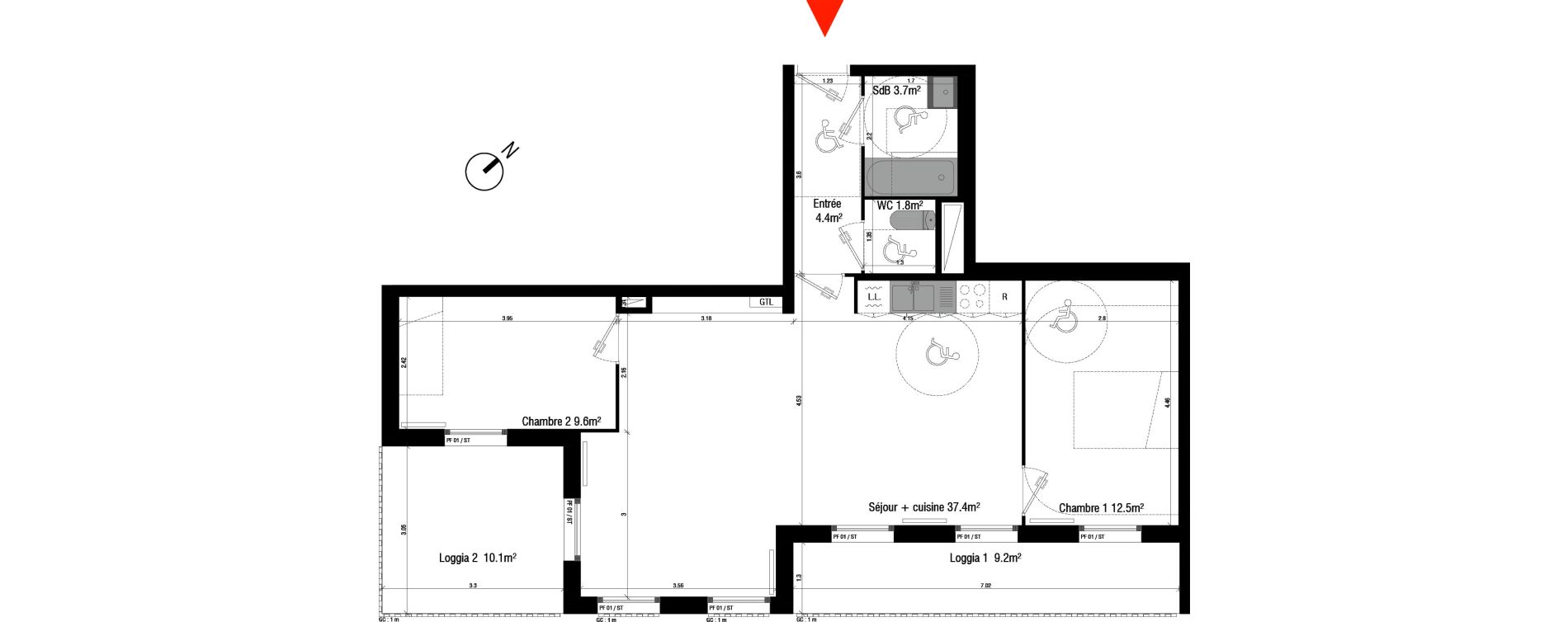 Appartement T3 de 69,40 m2 &agrave; Br&eacute;tigny-Sur-Orge Clause-bois badeau