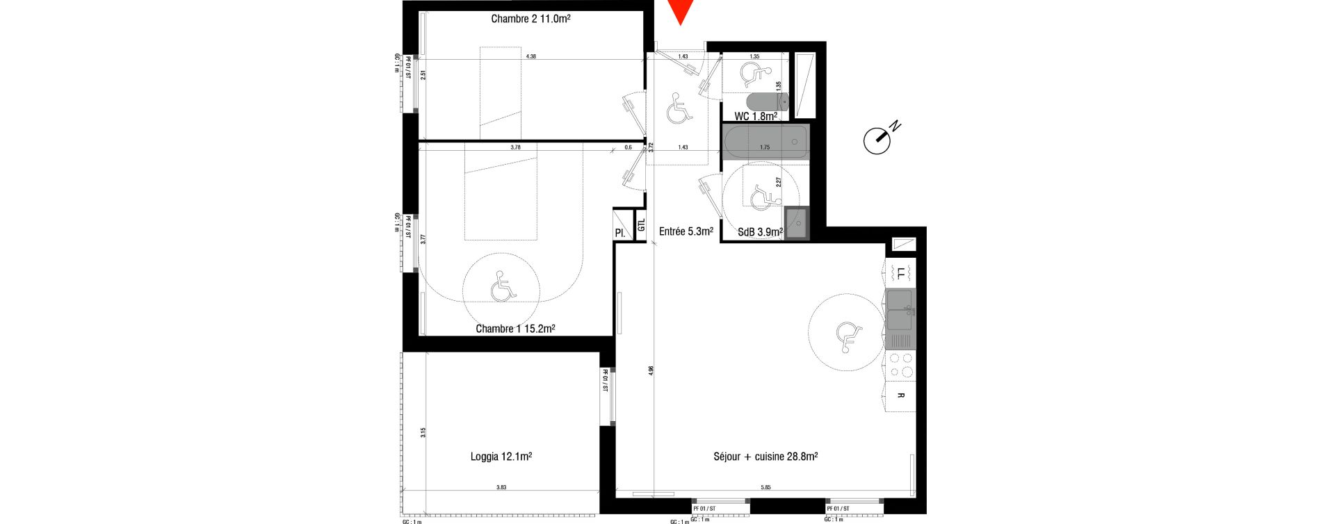 Appartement T3 de 66,00 m2 &agrave; Br&eacute;tigny-Sur-Orge Clause-bois badeau