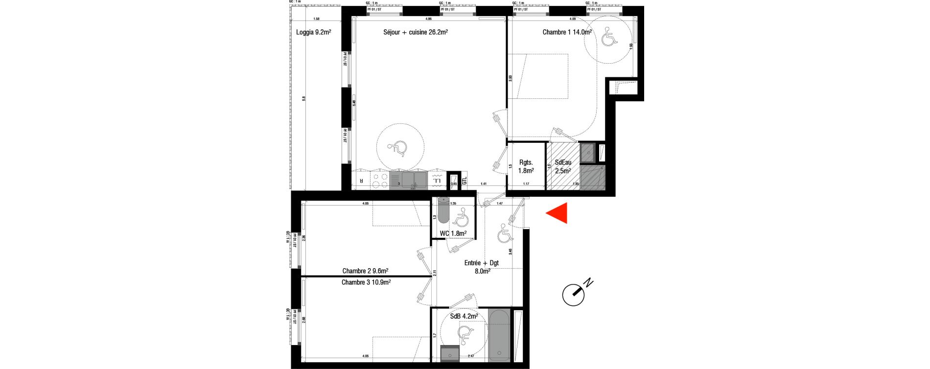 Appartement T4 de 77,20 m2 &agrave; Br&eacute;tigny-Sur-Orge Clause-bois badeau