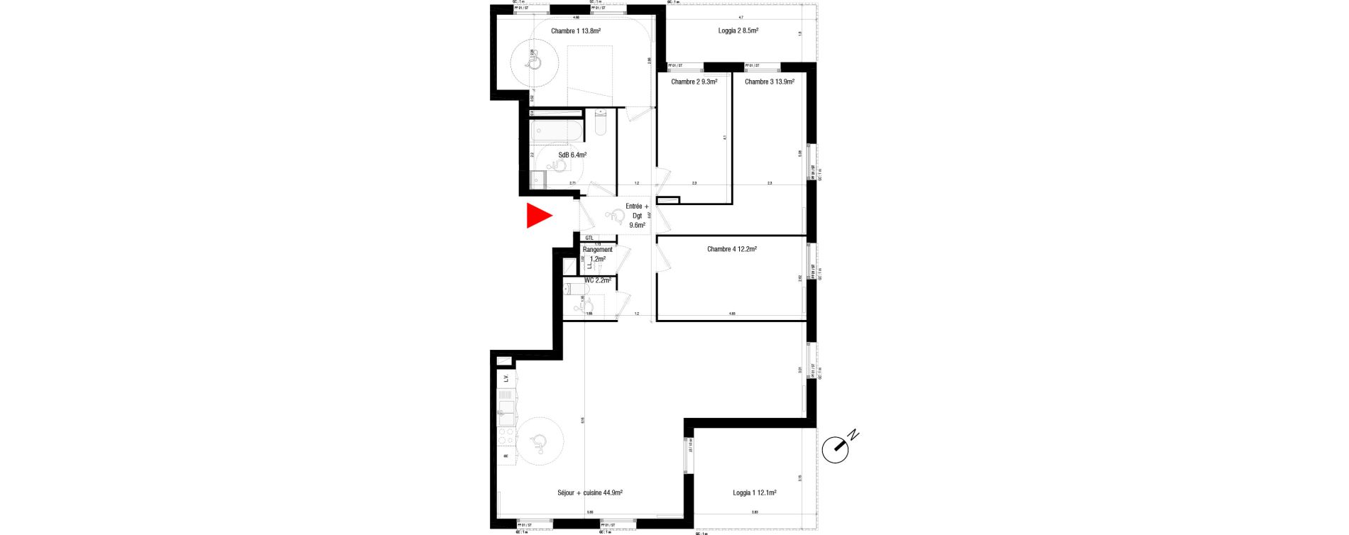 Appartement T5 de 113,50 m2 &agrave; Br&eacute;tigny-Sur-Orge Clause-bois badeau