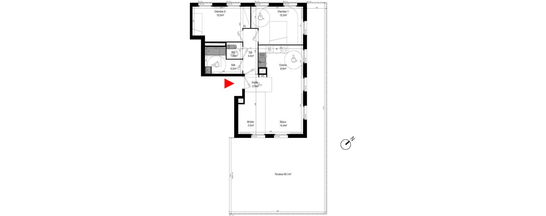 Appartement T4 de 68,70 m2 &agrave; Br&eacute;tigny-Sur-Orge Clause-bois badeau