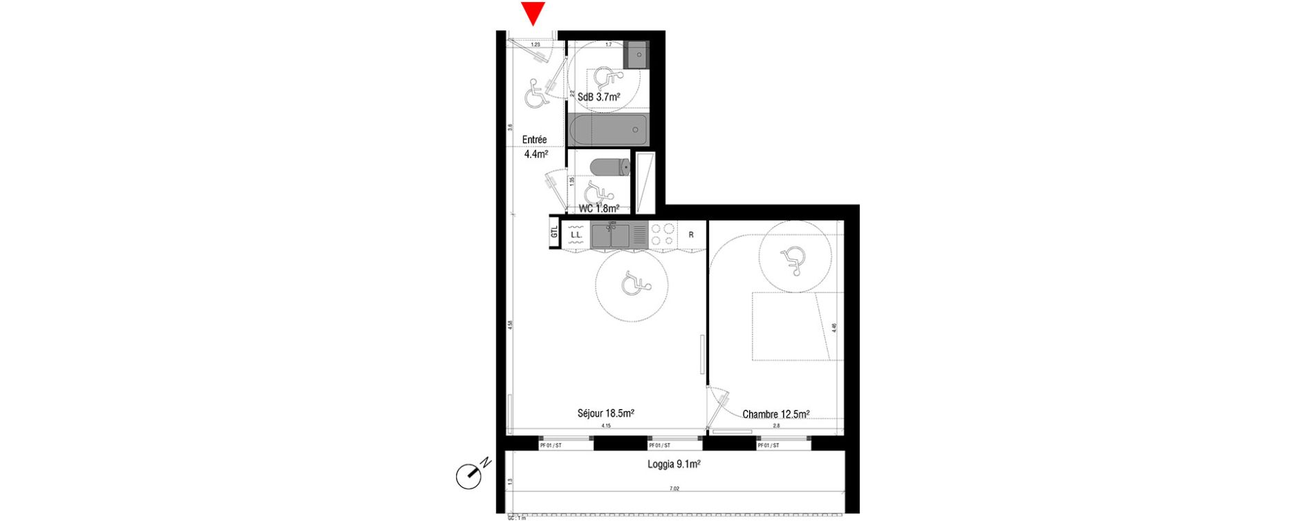Appartement T2 de 40,90 m2 &agrave; Br&eacute;tigny-Sur-Orge Clause-bois badeau