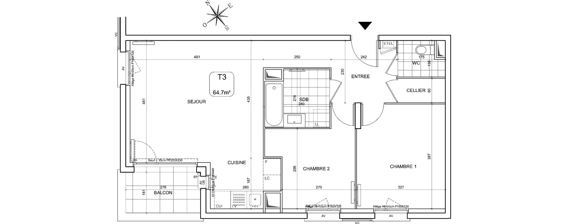 Appartement T3 de 64,80 m2 &agrave; Br&eacute;tigny-Sur-Orge Clause-bois badeau