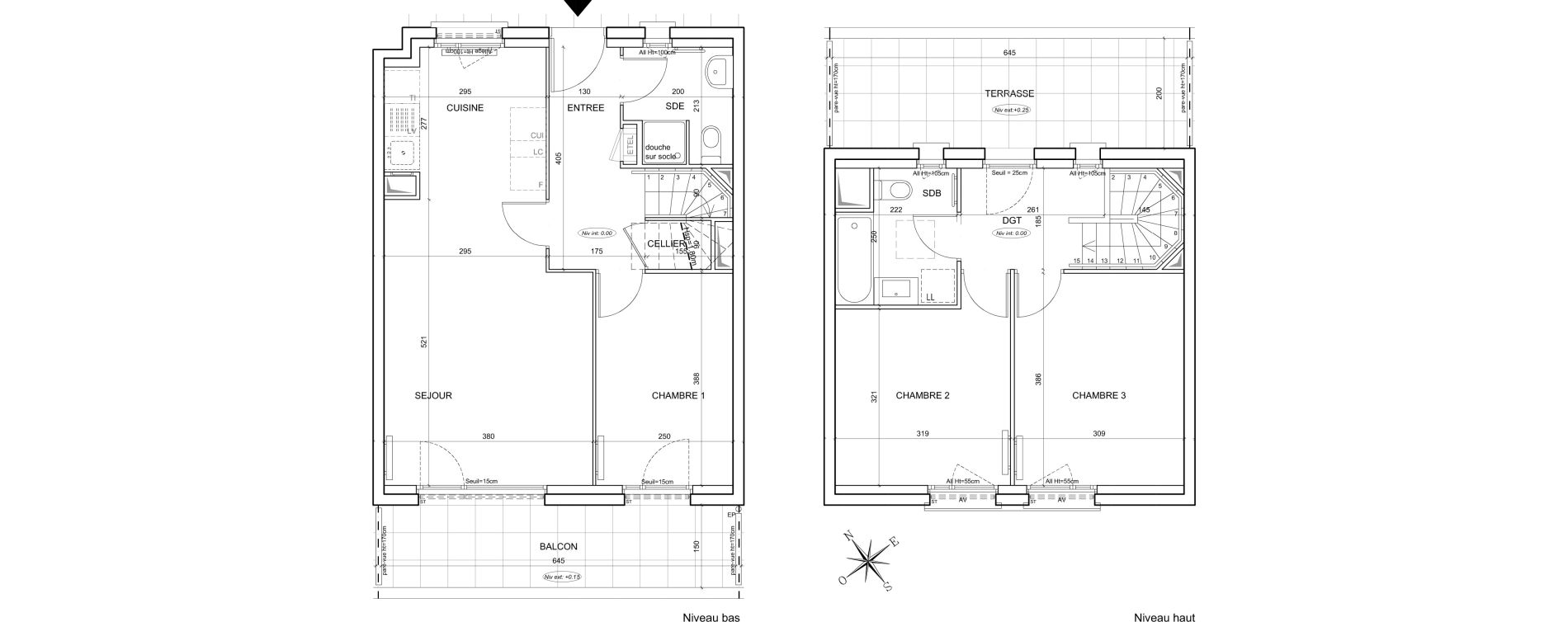 Duplex T4 de 78,60 m2 &agrave; Br&eacute;tigny-Sur-Orge Clause-bois badeau