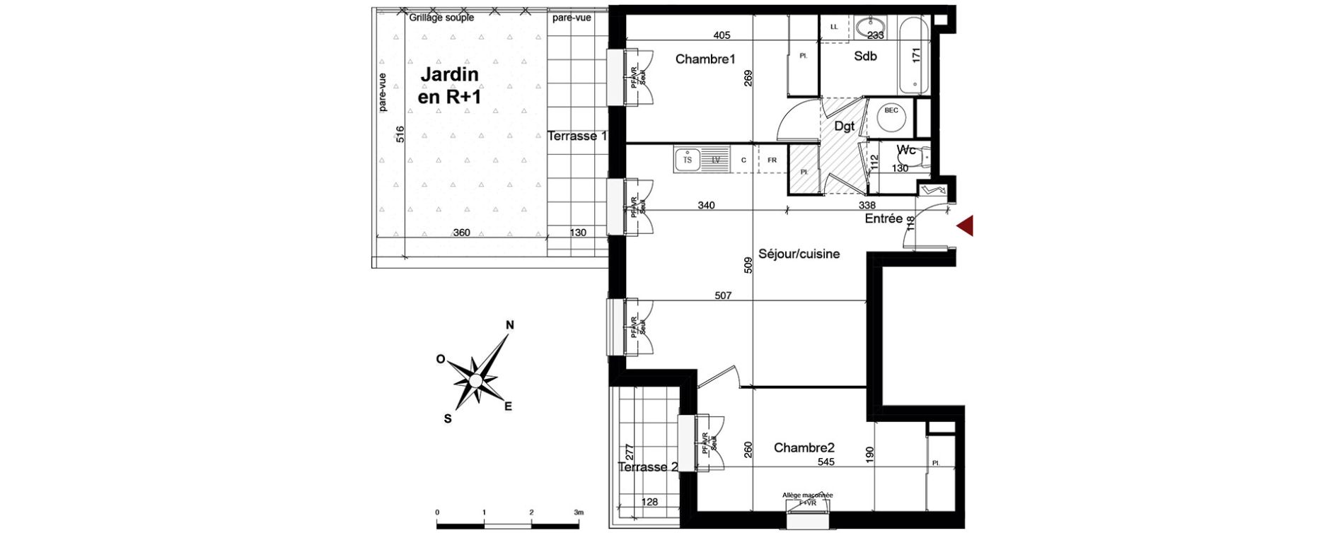 Appartement T3 de 58,00 m2 &agrave; Breuillet Centre