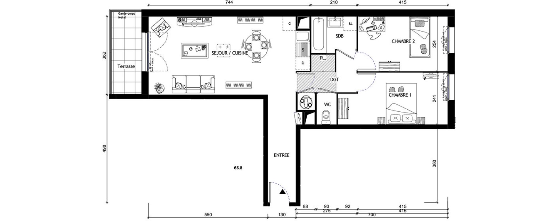 Appartement T3 de 63,20 m2 &agrave; Breuillet Centre