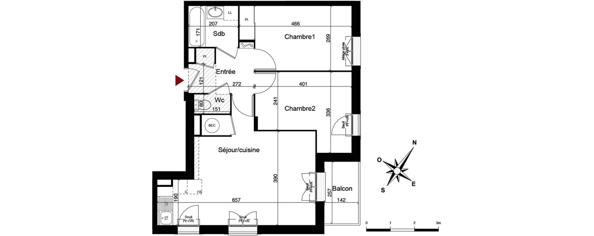 Appartement T3 de 56,70 m2 &agrave; Breuillet Centre