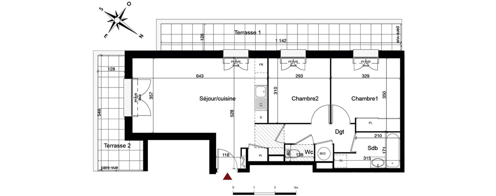 Appartement T3 de 57,40 m2 &agrave; Breuillet Centre